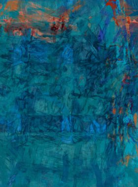 Kaotik resim. Taranmış Boyalı Soyut Arkaplan. Tuval üzerinde etkileyici fırçalanmış resim. Fırça darbesi ile boyanmış. Kaos duvarı sanatı. Sanatsal canlılık ve renkli duvar kağıdı.