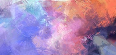 Soyut arkaplanda pürüzlü fırça darbeleri. Fırça boyası. Renkli boya darbeleri. Eşsiz duvar sanatı. Tuvaldeki modern sanat. Renkli çağdaş sanat eserleri.