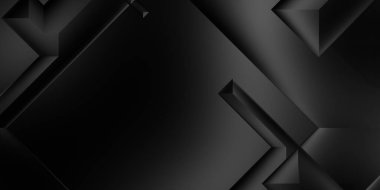 Siyah üç boyutlu geometrik arkaplan. Moda lüks minimalist tasarım. Geometrik şablon. Karanlık elementleri olan birinci sınıf soyut duvar kâğıdı. Poster, broşür, sunum, web sitesi için özel tasarım.