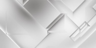 Beyaz 3d geometrik arka plan. Karanlık elementleri olan birinci sınıf soyut duvar kâğıdı. Poster, broşür, sunum ve web sitesi için özel tasarım. Moda lüks minimalist tasarım. Geometrik şablon. 