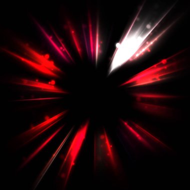 Işık huzmeleri ve parlayan parçacıkların kesiştiği güzel bir zemin. Canlı renkli ışıkların duvar kâğıdı. Parlak ışık görüntüsü.