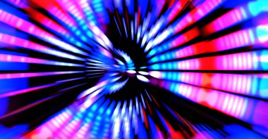 Siyah arkaplanda dönen ışık gösterisi. Lüks çizgiler. Parlak kıvrımlı duvar kağıdı. Uzay tüneli. Dönen ışık çemberi ya da maytap izi. Parlak konsept çizimi.