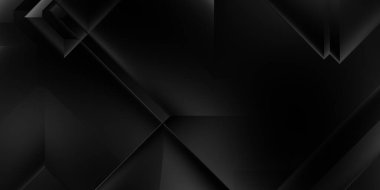 Siyah üç boyutlu geometrik arkaplan. Moda lüks minimalist tasarım. Geometrik şablon. Karanlık elementleri olan birinci sınıf soyut duvar kâğıdı. Poster, broşür, sunum, web sitesi için özel tasarım.