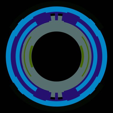 Fütürist dairesel gövde arayüzü elementi. Soyut çember geometrik arkaplan. Dijital teknolojinin grafiksel çizimi.