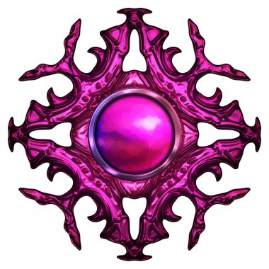 Beyaz arka planda izole bir mücevher. Mücevherli bir fantezi mücevherin 3 boyutlu görüntüsü. Masal elementi. Lüks grafik duvar kağıdı.