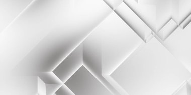 Beyaz 3d geometrik arka plan. Karanlık elementleri olan birinci sınıf soyut duvar kâğıdı. Poster, broşür, sunum ve web sitesi için özel tasarım. Moda lüks minimalist tasarım. Geometrik şablon. 