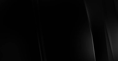 Geometrik katmanlı 3 boyutlu siyah arkaplan. Soyut koyu fütüristik duvar kağıdı. Zarif, parlak çizgili arka plan. Poster, broşür, sunum ve web sitesi için geometrik şablon tasarımı.