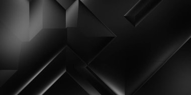 Siyah üç boyutlu geometrik arkaplan. Moda lüks minimalist tasarım. Geometrik şablon. Karanlık elementleri olan birinci sınıf soyut duvar kâğıdı. Poster, broşür, sunum, web sitesi için özel tasarım.