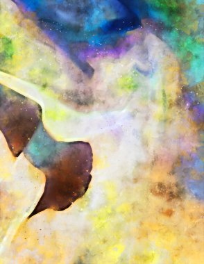 Kova desenli illüstrasyon. Çağdaş ve modern doku. Soyut renk boyama arka planı. Yaratıcı ve sanatsal duvar kağıdı. Fırçalanmış şekilleri ve lekeleri olan sanatsal duvar..