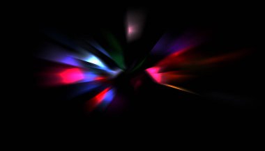 Parlayan ışıkları hareket ettirmenin havalı arka planı. Tasarımınız için canlı renkli bir portal şablonu. Işık ışınları ve hareket halindeki ışıldayan parçacıklar bir solucan deliği şekli oluşturuyor..