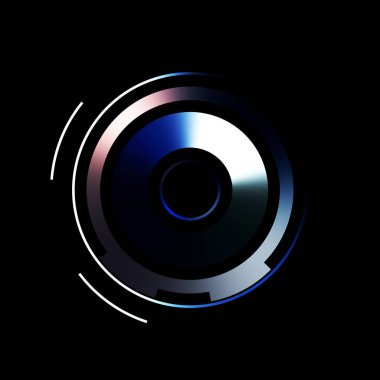 Gelecekçi hud arayüzü elementi. Soyut geometrik arkaplan. Dijital teknolojinin grafiksel çizimi siyah arkaplanda izole edildi..