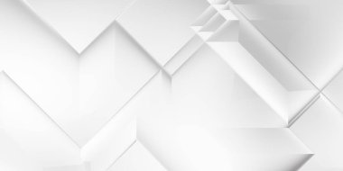 Beyaz 3d geometrik arka plan. Karanlık elementleri olan birinci sınıf soyut duvar kâğıdı. Poster, broşür, sunum ve web sitesi için özel tasarım. Moda lüks minimalist tasarım. Geometrik şablon. 
