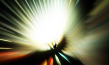 Siyah zemin üzerinde ışık parçacığı izleri. Parlayan parçacıkları ve çizgileri olan ışık patlaması yıldızı. Güzel hareketli soyut ışınlar duvar kağıdı. Renkli Patlama grafiği. Işık ışınlarının patlaması. 