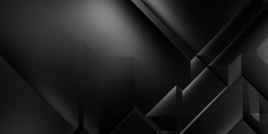 Siyah üç boyutlu geometrik arkaplan. Moda lüks minimalist tasarım. Geometrik şablon. Karanlık elementleri olan birinci sınıf soyut duvar kâğıdı. Poster, broşür, sunum, web sitesi için özel tasarım.