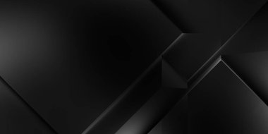 Siyah üç boyutlu geometrik arkaplan. Moda lüks minimalist tasarım. Geometrik şablon. Karanlık elementleri olan birinci sınıf soyut duvar kâğıdı. Poster, broşür, sunum, web sitesi için özel tasarım.