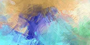 Soyut arkaplanda pürüzlü fırça darbeleri. Fırça boyası. Renkli boya darbeleri. Eşsiz duvar sanatı. Tuvaldeki modern sanat. Renkli çağdaş sanat eserleri.