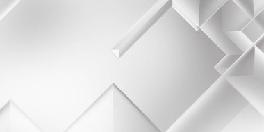 Beyaz 3d geometrik arka plan. Karanlık elementleri olan birinci sınıf soyut duvar kâğıdı. Poster, broşür, sunum ve web sitesi için özel tasarım. Moda lüks minimalist tasarım. Geometrik şablon. 