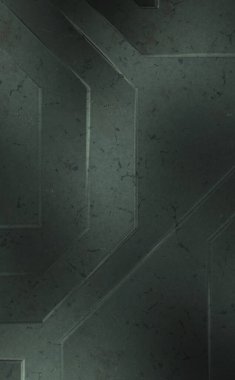 Çukur SciFi panelleri duvar. Üç boyutlu illüstrasyon. Gelecekçi kavramsal tasarım arka planı. Uzay gemisi desenli duvar kağıdı. Fırçalanmış teknoloji desen yüzeyi. 