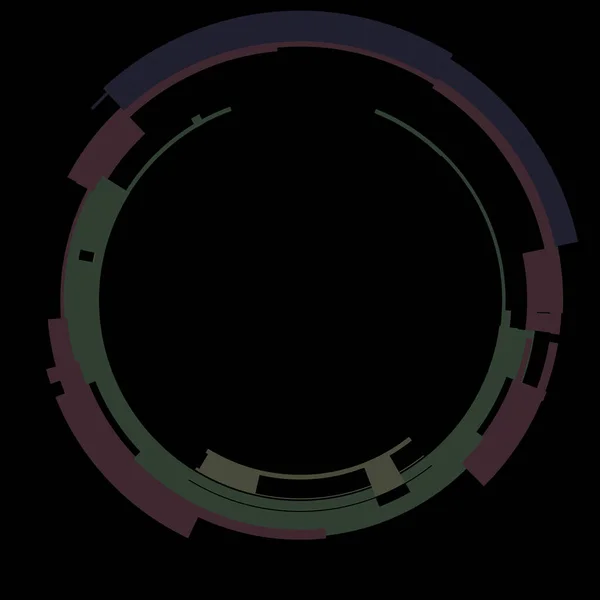 未来的な円形のハードインターフェイス要素 抽象円幾何学的背景 デジタル技術のグラフィックイラスト — ストック写真