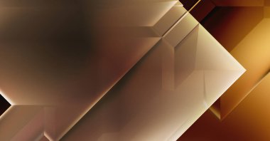 Geometrik dinamik şekiller. Gölgeli teknoloji dijital şablonu ve gradyan arka planda ışıklar. Modern basit geometrik renk gradyanı soyut arkaplan. 3B illüstrasyon. 