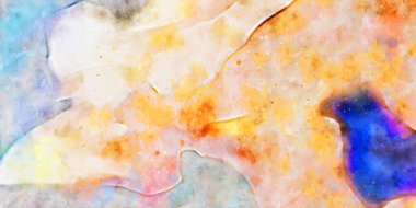 Kova desenli illüstrasyon. Çağdaş ve modern doku. Soyut renk boyama arka planı. Yaratıcı ve sanatsal duvar kağıdı. Fırçalanmış şekilleri ve lekeleri olan sanatsal duvar..