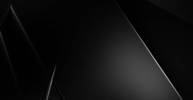 Lüks minimalist tasarım. Fütürist şablon. Karanlık elementleri olan birinci sınıf soyut duvar kâğıdı. Zarif bir zemin. Siyah üç boyutlu geometrik arkaplan. Poster, broşür, sunum için tasarım.