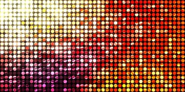 Parlayan ışıklar siyah arka planda parti izleri. Sahne veya stadyum ışıklarının dijital illüstrasyonu. Parlak desenli duvar kağıdı. Sahne ışıkları ile renkli ışıkların ihtişamlı arkaplanı.