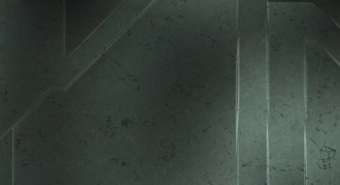 Çukur SciFi panelleri duvar. Üç boyutlu illüstrasyon. Gelecekçi kavramsal tasarım arka planı. Uzay gemisi desenli duvar kağıdı. Fırçalanmış teknoloji desen yüzeyi. 