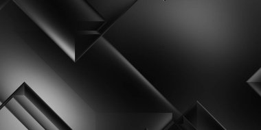 Siyah üç boyutlu geometrik arkaplan. Moda lüks minimalist tasarım. Geometrik şablon. Karanlık elementleri olan birinci sınıf soyut duvar kâğıdı. Poster, broşür, sunum, web sitesi için özel tasarım.