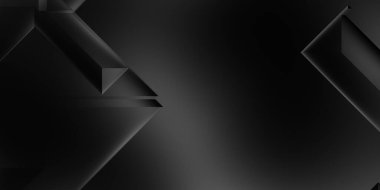 Siyah üç boyutlu geometrik arkaplan. Moda lüks minimalist tasarım. Geometrik şablon. Karanlık elementleri olan birinci sınıf soyut duvar kâğıdı. Poster, broşür, sunum, web sitesi için özel tasarım.