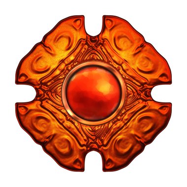 Beyaz arka planda izole bir mücevher. Mücevherli bir fantezi mücevherin 3 boyutlu görüntüsü. Masal elementi. Lüks grafik duvar kağıdı.