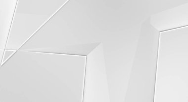 Beyaz 3d geometrik arka plan. Fütürist şablon. Karanlık elementleri olan birinci sınıf soyut duvar kâğıdı. Zarif bir zemin. Lüks minimalist tasarım. Poster, broşür, sunum için tasarım.