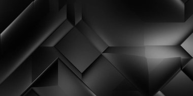 Siyah üç boyutlu geometrik arkaplan. Moda lüks minimalist tasarım. Geometrik şablon. Karanlık elementleri olan birinci sınıf soyut duvar kâğıdı. Poster, broşür, sunum, web sitesi için özel tasarım.