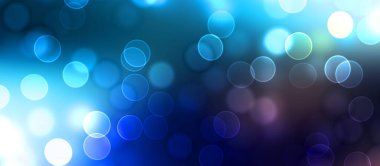Kavramsal ışıklar duvar kağıdı. Güzel soyut çok renkli bokeh çemberleri parçacıklarla çevrili. Metninizi veya başlığınızı göstermek için boşluk ile odaklanmış olmayan canlı illüstrasyon. 