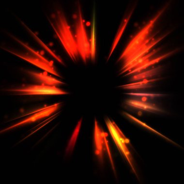 Işık huzmeleri ve parlayan parçacıkların kesiştiği güzel bir zemin. Canlı renkli ışıkların duvar kâğıdı. Parlak ışık görüntüsü.