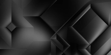Siyah üç boyutlu geometrik arkaplan. Moda lüks minimalist tasarım. Geometrik şablon. Karanlık elementleri olan birinci sınıf soyut duvar kâğıdı. Poster, broşür, sunum, web sitesi için özel tasarım.