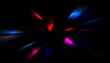 Parlayan ışıkları hareket ettirmenin havalı arka planı. Tasarımınız için canlı renkli bir portal şablonu. Işık ışınları ve hareket halindeki ışıldayan parçacıklar bir solucan deliği şekli oluşturuyor..