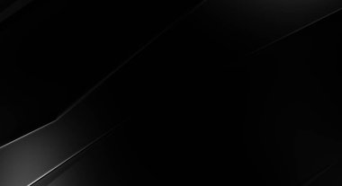 Geometrik katmanlı 3 boyutlu siyah arkaplan. Soyut koyu fütüristik duvar kağıdı. Zarif, parlak çizgili arka plan. Poster, broşür, sunum ve web sitesi için geometrik şablon tasarımı.