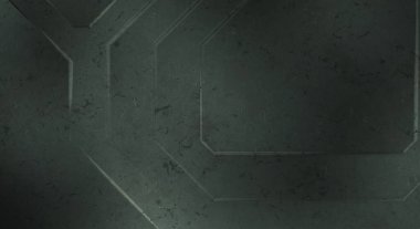 Çukur SciFi panelleri duvar. Üç boyutlu illüstrasyon. Gelecekçi kavramsal tasarım arka planı. Uzay gemisi desenli duvar kağıdı. Fırçalanmış teknoloji desen yüzeyi. 