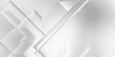 Beyaz 3d geometrik arka plan. Karanlık elementleri olan birinci sınıf soyut duvar kâğıdı. Poster, broşür, sunum ve web sitesi için özel tasarım. Moda lüks minimalist tasarım. Geometrik şablon. 