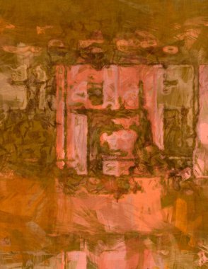 Kaotik resim. Taranmış Boyalı Soyut Arkaplan. Tuval üzerinde etkileyici fırçalanmış resim. Fırça darbesi ile boyanmış. Kaos duvarı sanatı. Sanatsal canlılık ve renkli duvar kağıdı.