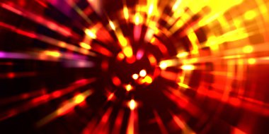 Parlayan ışıkları hareket ettirmenin havalı arka planı. Tasarımınız için canlı renkli bir portal şablonu. Işık ışınları ve hareket halindeki ışıldayan parçacıklar bir solucan deliği şekli oluşturuyor..