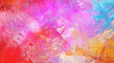 Soyut arkaplanda pürüzlü fırça darbeleri. Fırça boyası. Renkli boya darbeleri. Eşsiz duvar sanatı. Tuvaldeki modern sanat. Renkli çağdaş sanat eserleri.