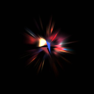 Işık huzmeleri ve parlayan parçacıkların kesiştiği güzel bir zemin. Canlı renkli ışıkların duvar kâğıdı. Parlak ışık görüntüsü.