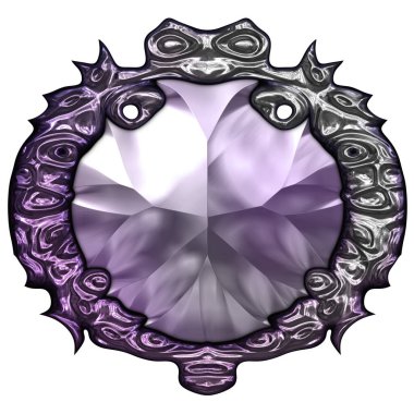 Beyaz arka planda izole bir mücevher. Mücevherli bir fantezi mücevherin 3 boyutlu görüntüsü. Masal elementi. Lüks grafik duvar kağıdı.