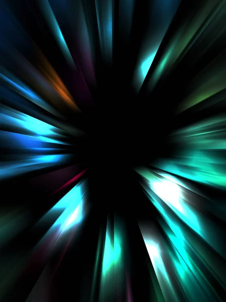 Dynamiske Stråler Lys Isoleret Sort Baggrund Grafisk Illustration Glødende Farverige - Stock-foto