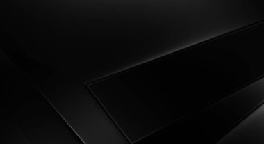 Lüks minimalist tasarım. Fütürist şablon. Karanlık elementleri olan birinci sınıf soyut duvar kâğıdı. Zarif bir zemin. Siyah üç boyutlu geometrik arkaplan. Poster, broşür, sunum için tasarım.