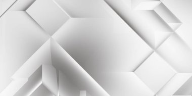 Beyaz 3d geometrik arka plan. Karanlık elementleri olan birinci sınıf soyut duvar kâğıdı. Poster, broşür, sunum ve web sitesi için özel tasarım. Moda lüks minimalist tasarım. Geometrik şablon. 
