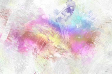 Soyut arkaplanda pürüzlü fırça darbeleri. Fırça boyası. Renkli boya darbeleri. Eşsiz duvar sanatı. Tuvaldeki modern sanat. Renkli çağdaş sanat eserleri.