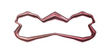 Üç boyutlu metalik illüstrasyon. Beyaz arka planda izole edilmiş fantezi çerçevesi. Davetiyeler, posterler, menü, hatıra defteri ve sunum için mükemmel. Metnin için şablon.